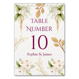 Blush Floral Gold Geometric wedding Tischnummer