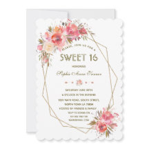 Blush Floral Gold Glitzer Fram 16 . Geburtstag