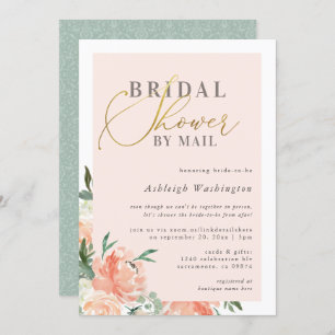 Blush Floral Gold Script Brautparty per Mail Einladung