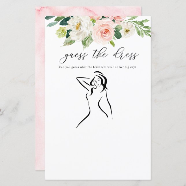 Blush Floral Gucken Die Dress Game Cards (Vorne/Hinten)