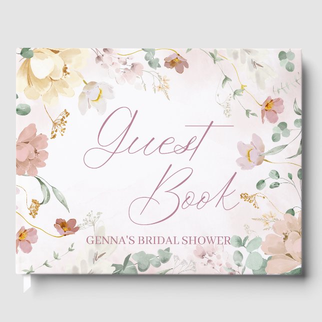 Blush Floral Guest Book Gästebuch (Vorderseite)