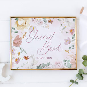 Blush Floral Guest Book Tabletter Zeichen Poster