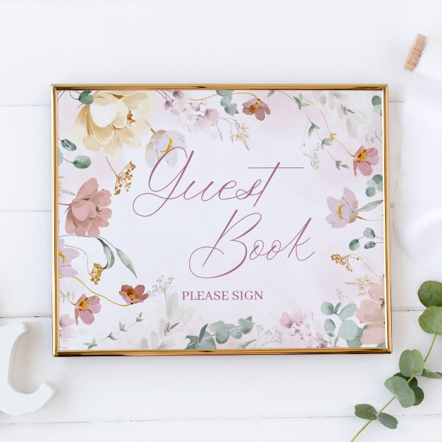 Blush Floral Guest Book Tabletter Zeichen Poster (Von Creator hochgeladen)
