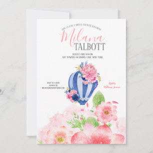 Blush Floral Hot Air Ballon Brautparty Einladung