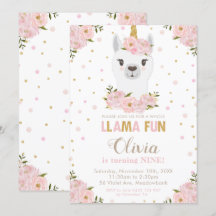 Blush Floral Llama Unicorn Geburtstag Llamacorn