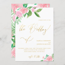 Blush Floral mit Imitaten Goldkalligrafie Hochzeit