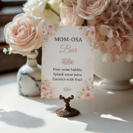 Blush Floral Mom-Osa Bar Baby Shower Sign Poster