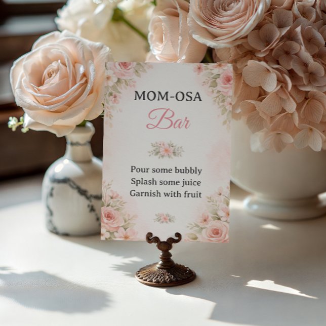 Blush Floral Mom-Osa Bar Baby Shower Sign Poster (Von Creator hochgeladen)