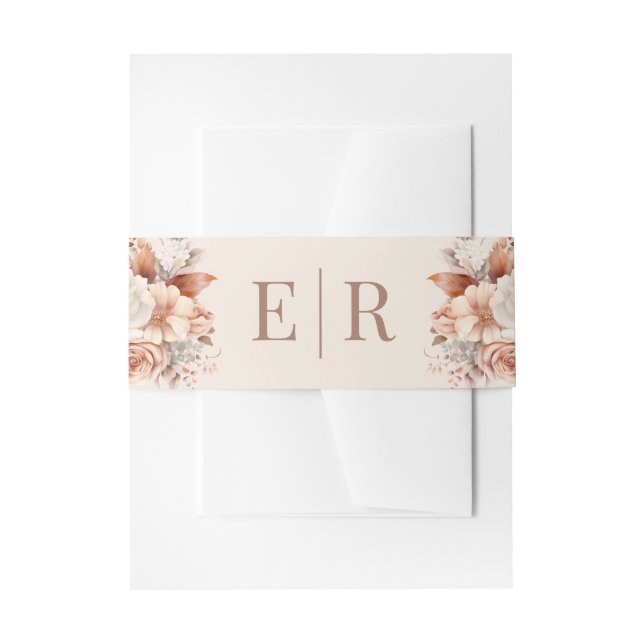 Blush Floral Monogram Wedding Einladungsbanderole (Vorderseite Beispiel)