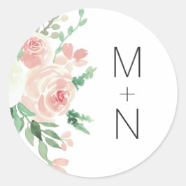 Blush Floral monogram wedding Umschlag Aufkleber 4