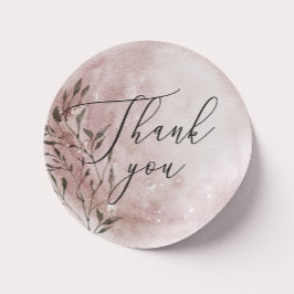Blush Floral Moon | Script Dankeschön Gastgeschenk Runder Aufkleber