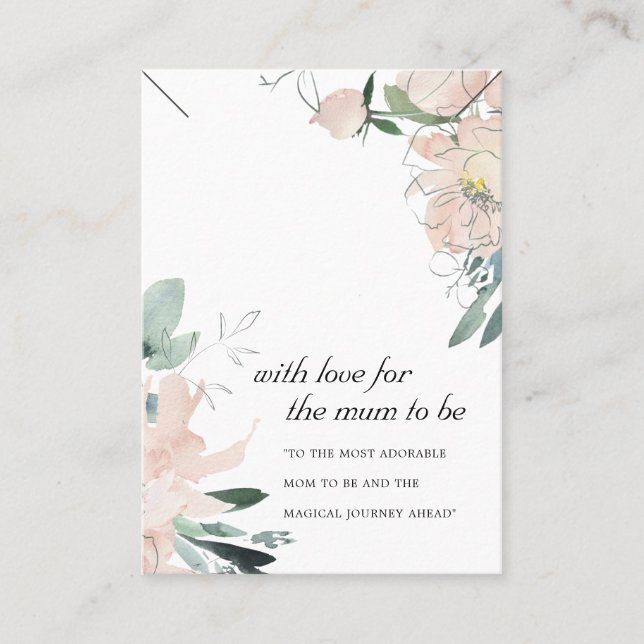 BLUSH FLORAL MUM TO BE GIFT NECKLACE DISPLAY CARD PLATZKARTE (Vorderseite)