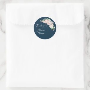 Blush Floral Navy Hochzeit Danke Sticker