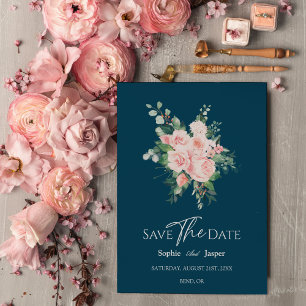 Blush Floral Navy Hochzeit Speichern Sie die Datum Save The Date