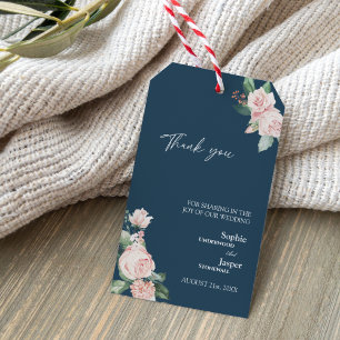 Blush Floral Navy Hochzeit Vielen Dank für Ihr Ges Geschenkanhänger