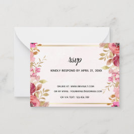Blush Floral Online Wedding RSVP Card Mitteilungskarte