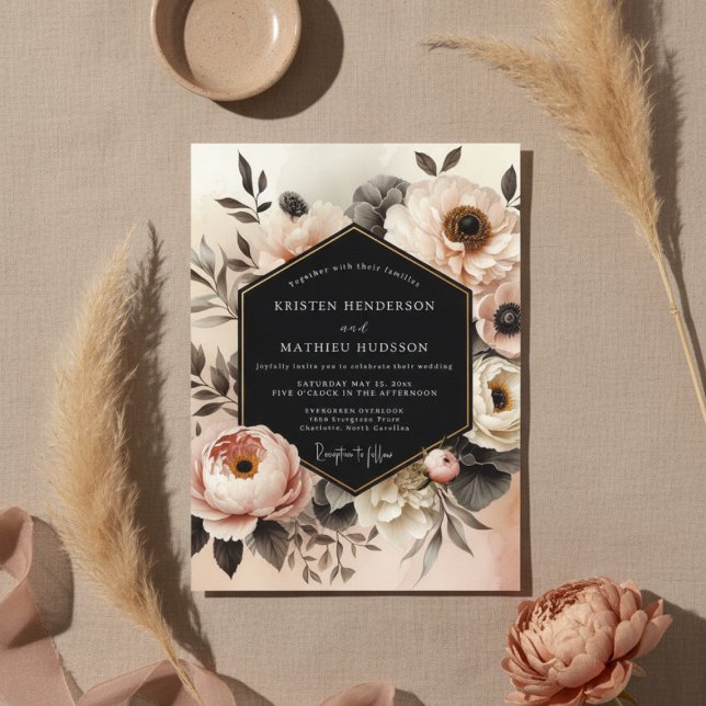 Blush Floral Opulence Wedding Einladung (Von Creator hochgeladen)
