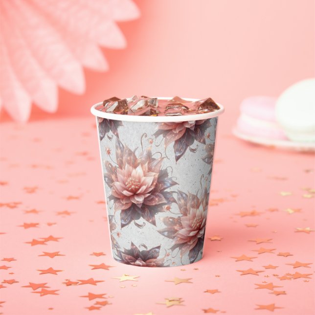 Blush Floral Paper Cups – Elegant Pastel Flower  Pappbecher (Insitu)