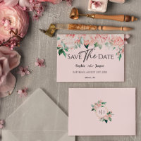 Blush Floral Pink Hochzeitsflasche Save the Date
