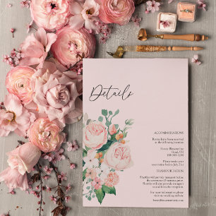 Blush Floral Pink Hochzeitskarte Begleitkarte