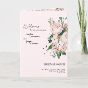 Blush Floral Pink Hochzeitsprogramm Programm