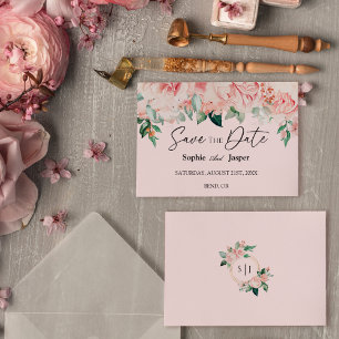 Blush Floral Pink Save the Date flache Karte