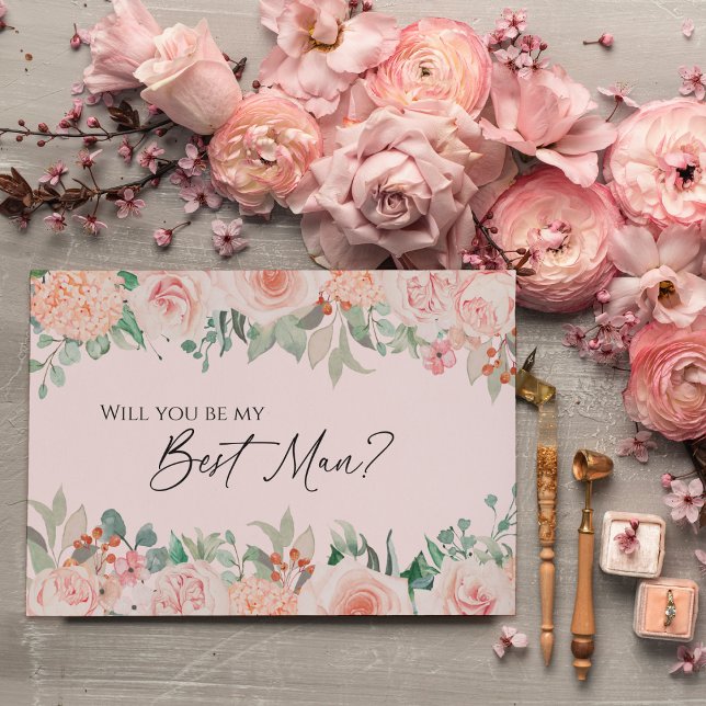 Blush Floral Pink Wedding Trauzeuge Vorschlag Card Einladung (Von Creator hochgeladen)