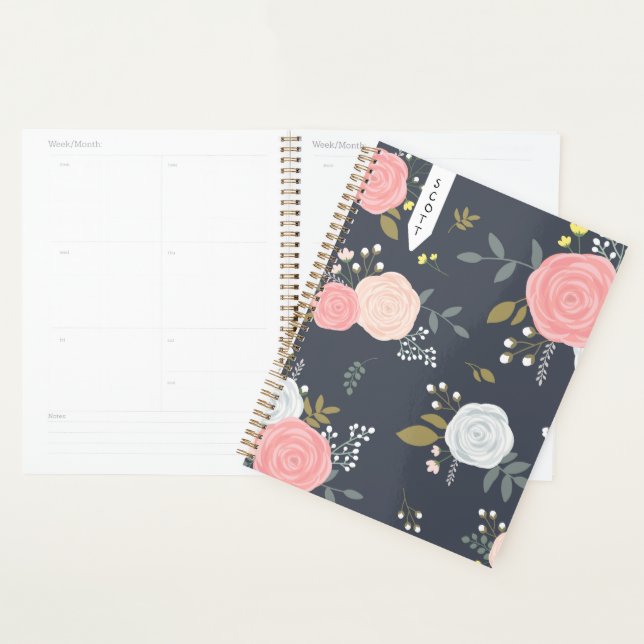 Blush Floral planner with personalized name Planer (Anzeige)
