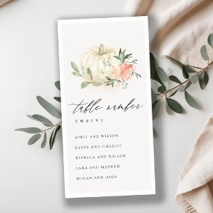 Blush Floral Pumpkin Seekarte Tischnummer