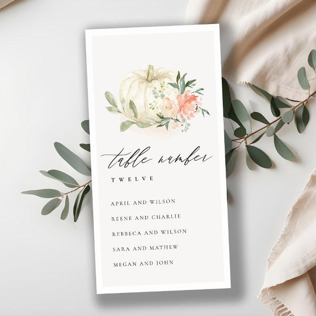 Blush Floral Pumpkin Seekarte Tischnummer (Von Creator hochgeladen)