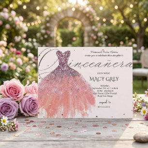 Blush Floral Quinceañera 15. Geburtstag Postkarte