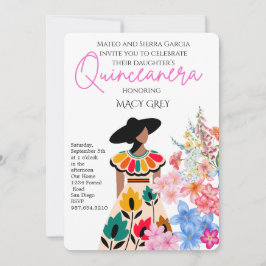 Blush Floral Quinceañera 15th Birthday Einladung