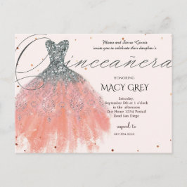 Blush Floral Quinceañera 15th Birthday Postkarte