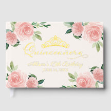 Blush Floral Quinceanera Gästebuch