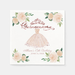 Blush Floral Quinceanera Serviette
