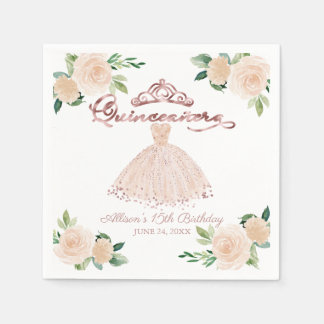 Blush Floral Quinceanera Serviette