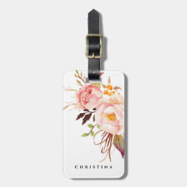 Blush Floral Rose Boho Peak Personalisiert Gepäckanhänger