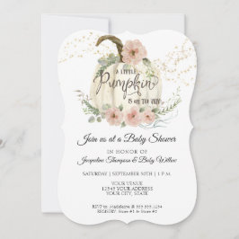 Blush Floral Rose Fall White Pumpkin Baby Dusche Einladung