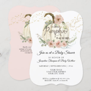 Blush Floral Rose Fall White Pumpkin Baby Dusche Einladung