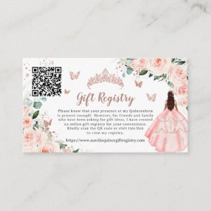 Blush Floral Rose Gold Quinceañera Geschenkregiste Begleitkarte