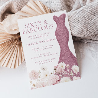 Blush Floral Sechzig & Fabulous 60. Geburtstagskle Einladung