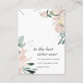 BLUSH FLORAL SISTER GIFT NECKLACE DISPLAY CARD PLATZKARTE