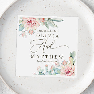 Blush Floral Succulent Wedding Botanische Wüste Serviette