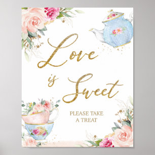Blush Floral Tee Party Liebe Sweet Nehmen Sie eine Poster