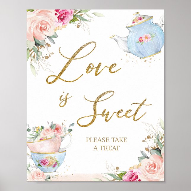 Blush Floral Tee Party Liebe Sweet Nehmen Sie eine Poster (Vorne)
