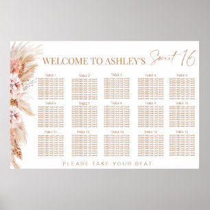 Blush Floral Terracotte Sweet 16 Seating Chart Poster