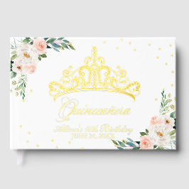 Blush Floral Tiara Quinceanera Gästebuch