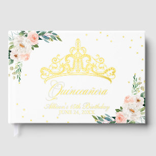 Blush Floral Tiara Quinceanera Gästebuch