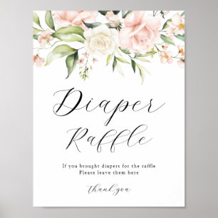 Blush Floral und Greenery Windeln Raffelzeichen Poster