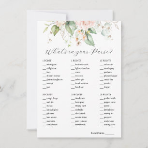 Blush Floral Was ist in Ihrer Purse Bridal Game Ca Einladung